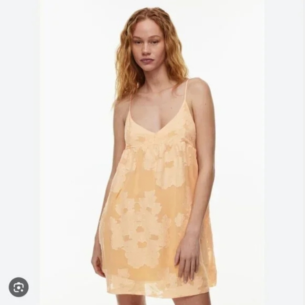 NWT Aritzia Wilfred Lover Mini Dress Soft Apricot Peach Size Large